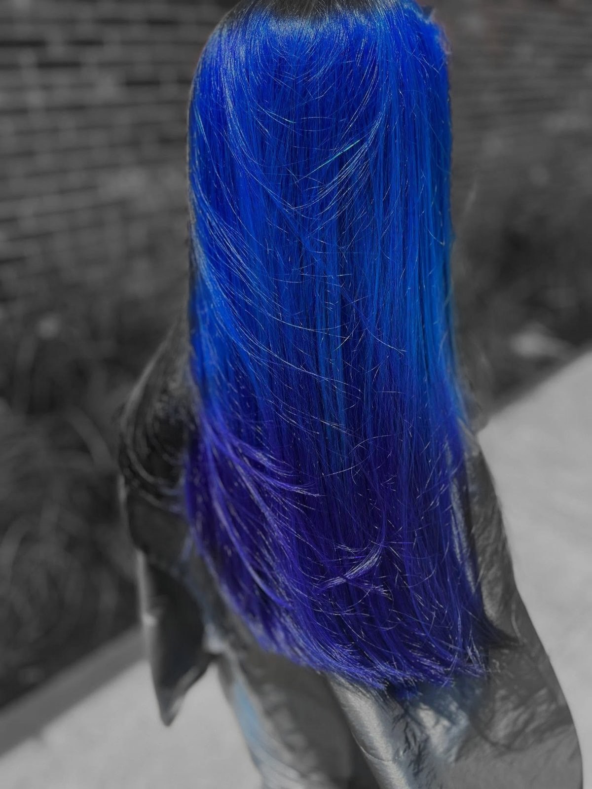Vivid blue fantasy hair color
