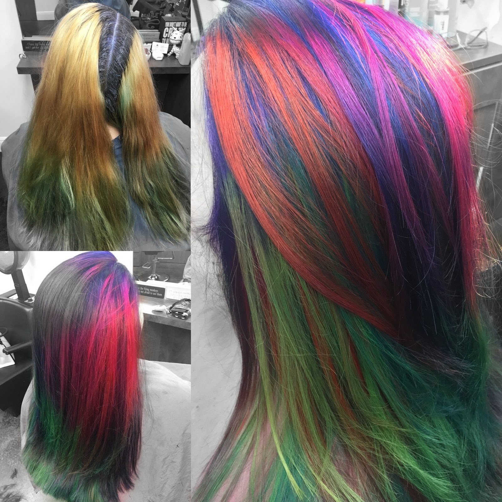 Rainbow fantasy hair color